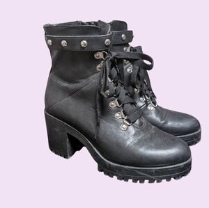 Heeled Black Combat Boots Forever 21